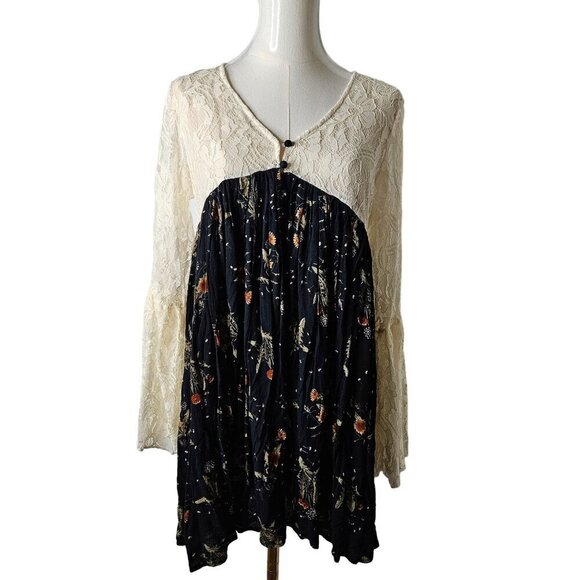 Hayden Los Angeles Small Lace & Floral Babydoll Top Retro Boho Cottagecore NEW - Picture 1 of 11